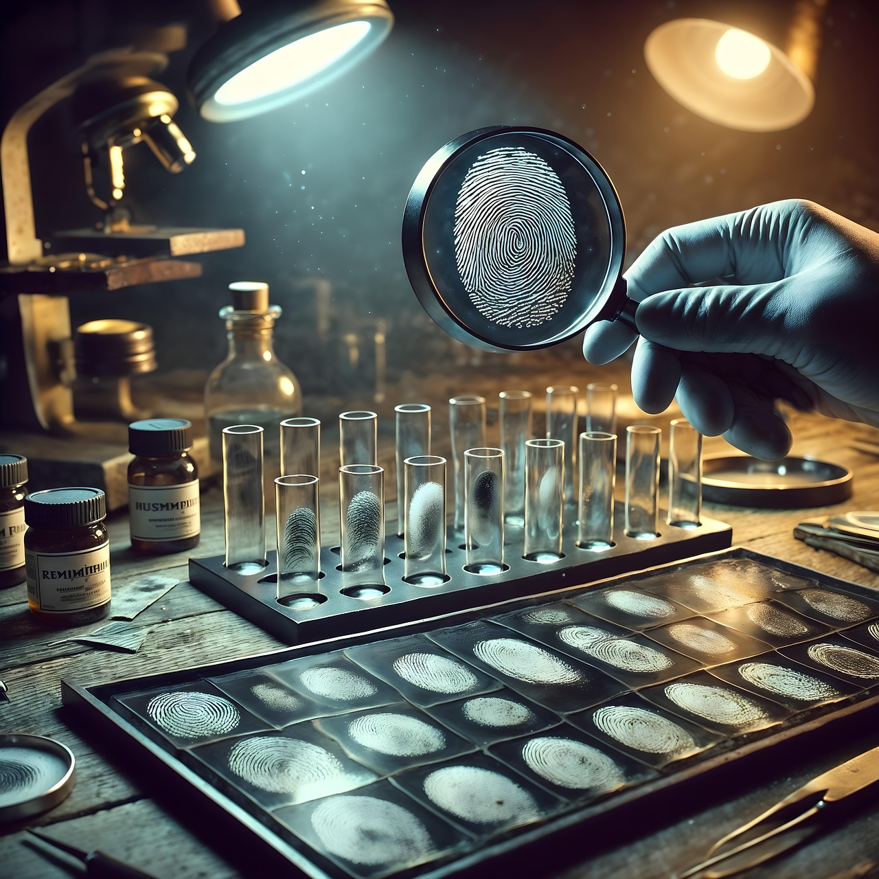 ai generated, fingerprint, detective, investigation, fingerprints, magnifying glass, police, crime, judicial, mystery
